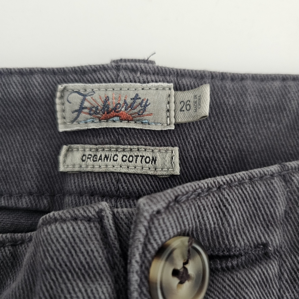 Faherty Sz 26 Utility Pants Raw Hem Olive Green Moss Women’s Stretch Twill Crop - Picture 4 of 6